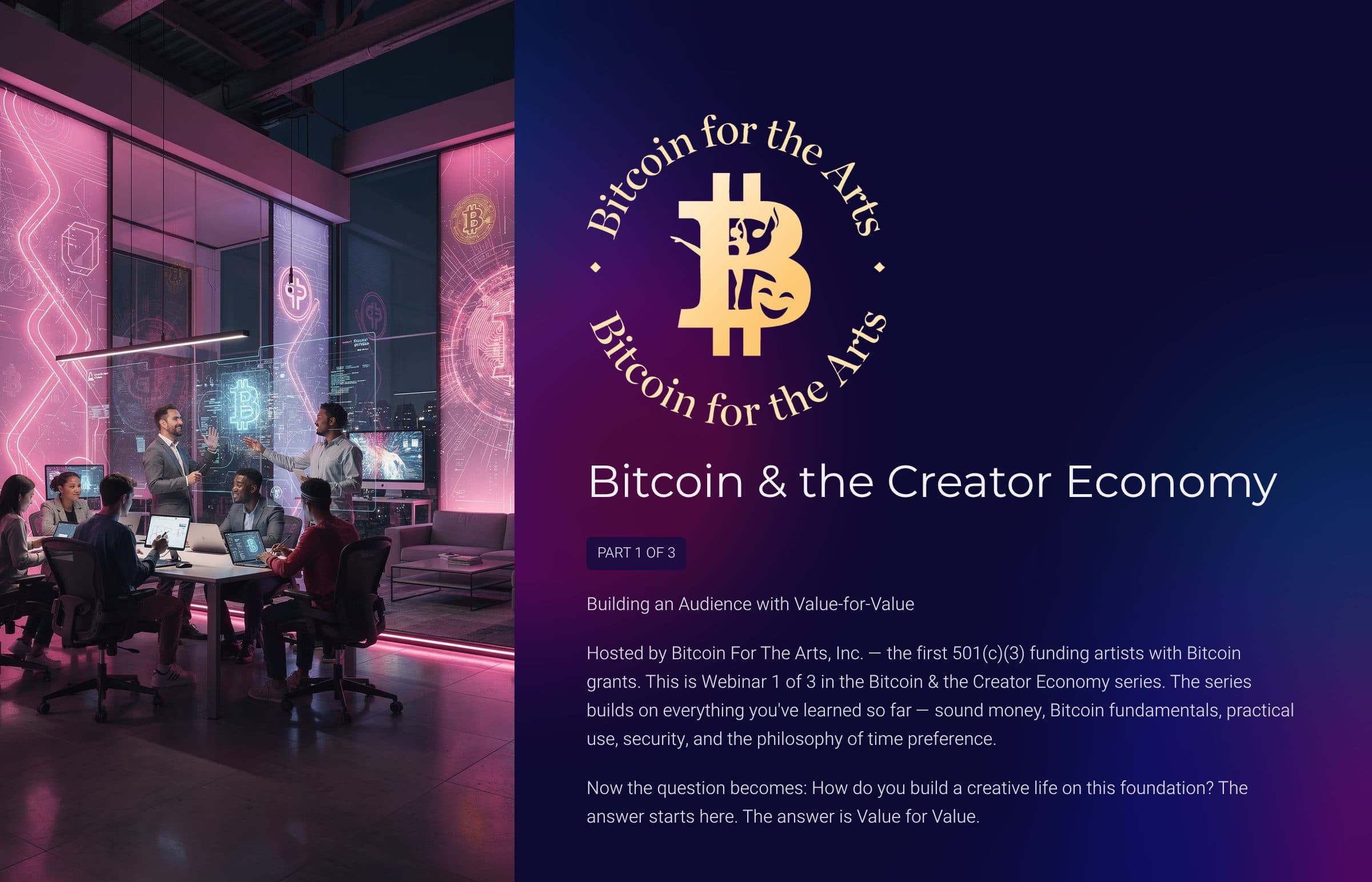 Bitcoin and the Creator Economy — webinar cover
