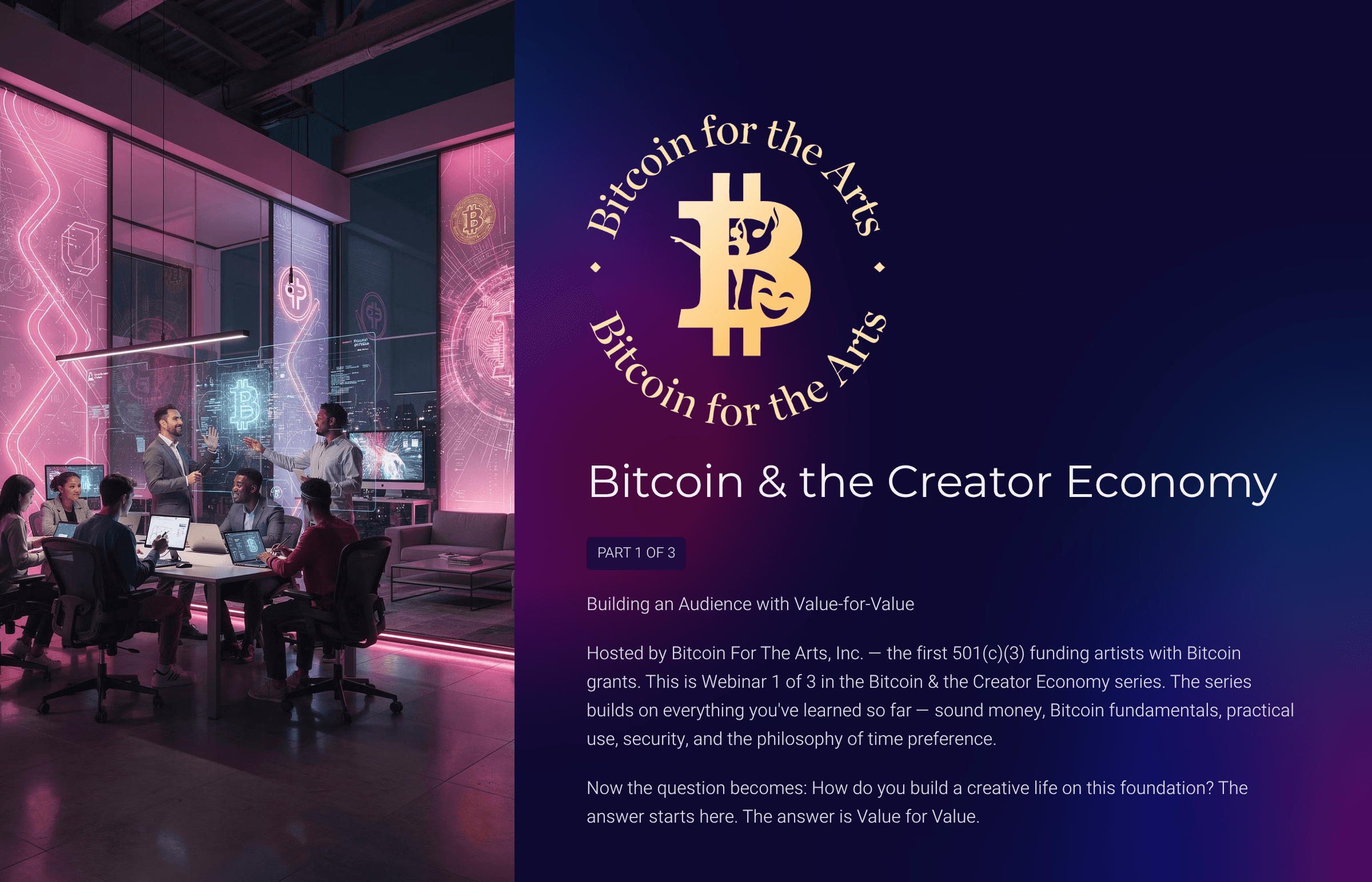 Bitcoin and the Creator Economy — webinar cover