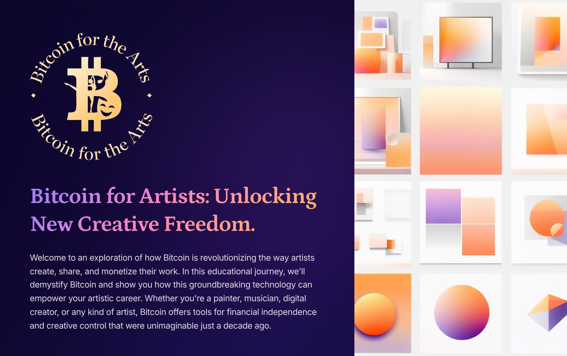 Bitcoin for Artists: Unlocking New Creative Freedom — webinar cover