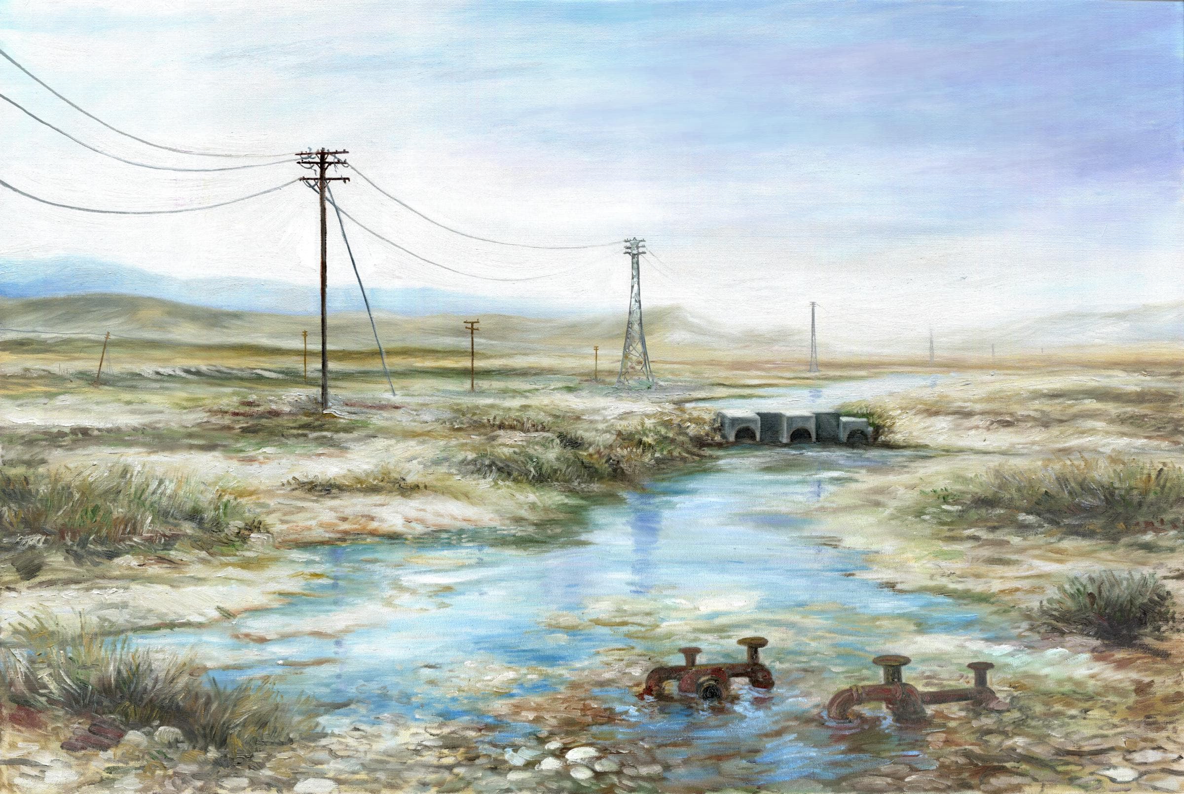 Moist Still Water (Landscape with Poles) by Kenneth Burris