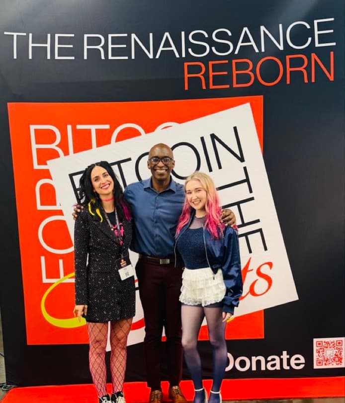 Dion Wilson, Nadia Vaeh, and Ainsley Costello at Bitcoin Arts Park
