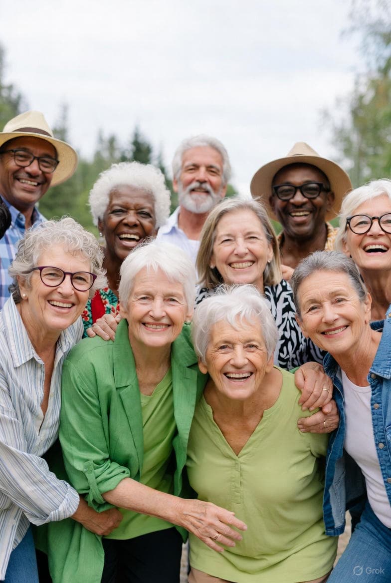 A group of smiling elders together, representing legacy giving.