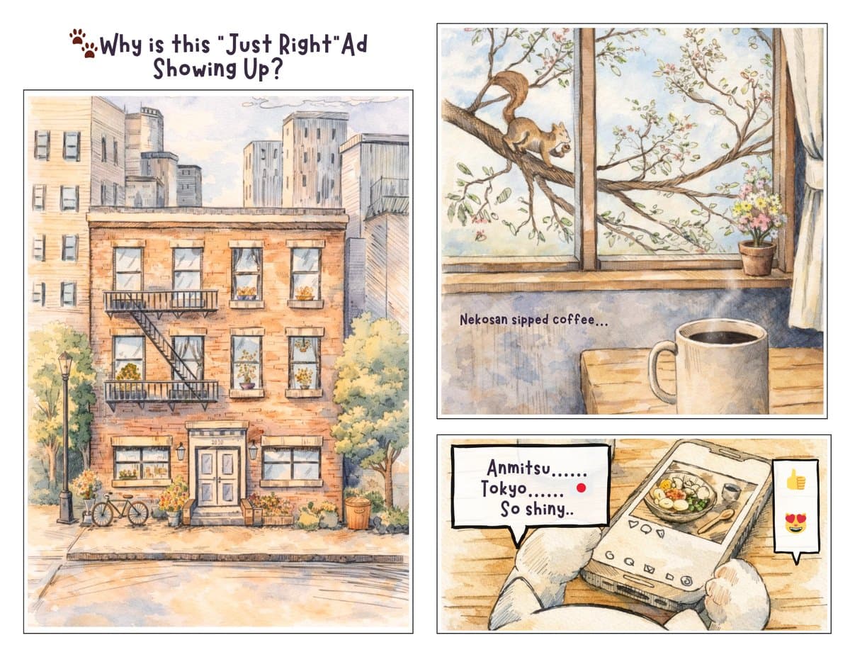 Why is this Just Right Ad Showing Up — NYC triptych by Hitomi Matsui
