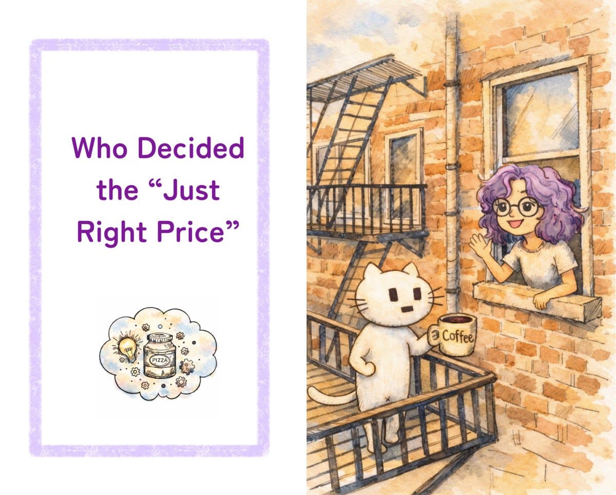 Who Decided the Just Right Price — Nekosan on a NYC fire escape by Hitomi Matsui