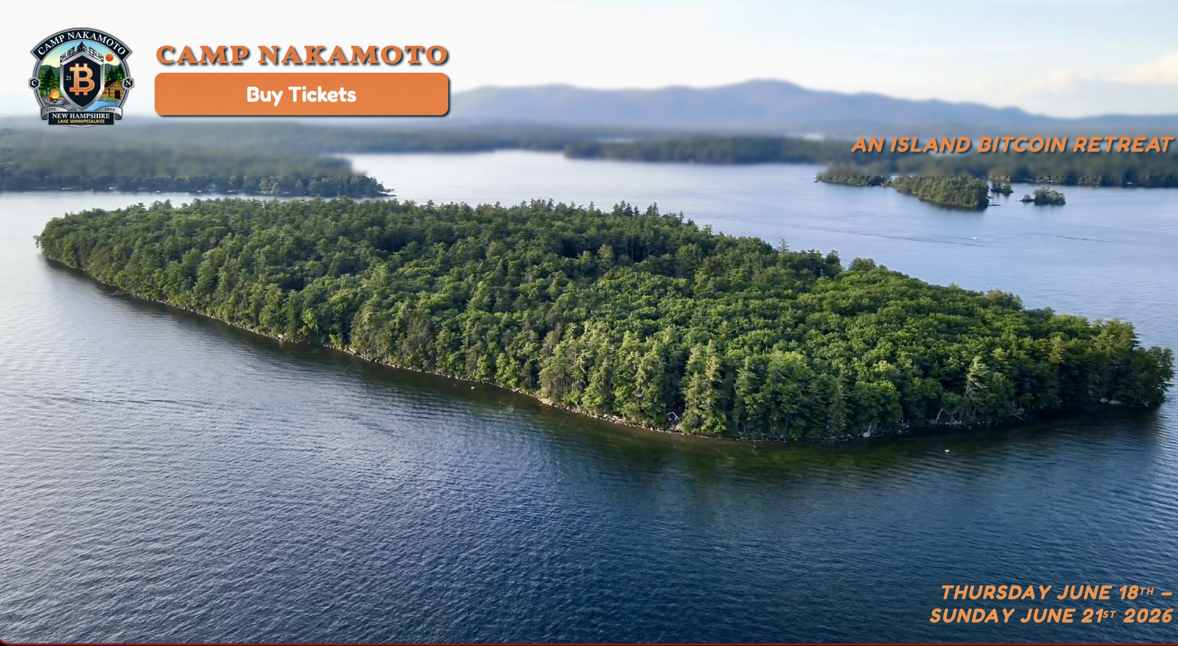 Camp Nakamoto — annual Bitcoin retreat, where Ainsley Costello is representing Bitcoin for the Arts this week